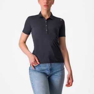 Black Women Castelli MERINO W POLO Casual | UDAGF-7685