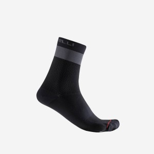 Black / Dark Grey Men Castelli PROLOGO LITE 15 Socks | UMBJE-4756