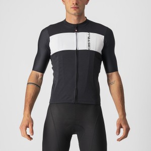 Black / Silver Grey / White Men Castelli PROLOGO 7 Jersey | MWPHR-4625