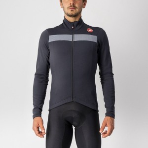 Black / Silver Men Castelli PURO 3 FZ Jersey | HSWVL-7264