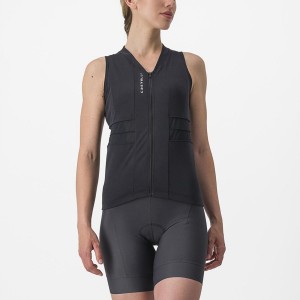 Black / White Women Castelli ANIMA 4 SLEEVELESS Jersey | PMWCS-5038