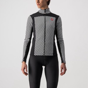 Black / White Women Castelli SFIDA 2 FZ Jersey | THSWX-5314