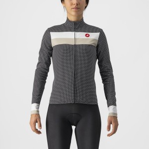 Black / White Women Castelli VOLARE LS Jersey | HLOQG-9018