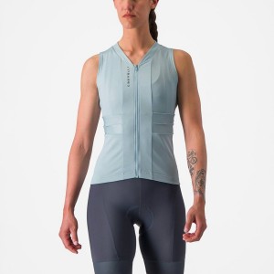 Blue / Dark Grey Blue Women Castelli ANIMA 4 SLEEVELESS Jersey | SMTUB-8256