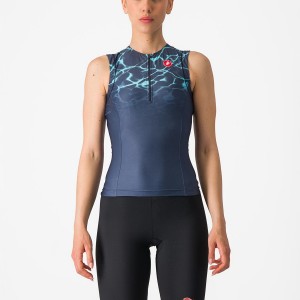 Blue / Light Women Castelli FREE 2 W TRI SINGLET Suits | HKREC-8167