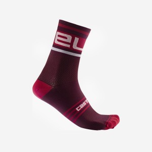 Burgundy / White Men Castelli PROLOGO 15 Socks | VCLGX-0712