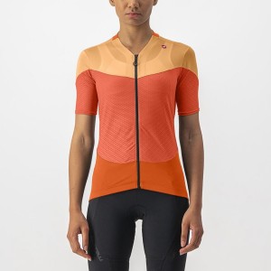 Deep Red Orange / Orange Women Castelli GRADIENT COLOR BLOCK Jersey | JLDGR-8705