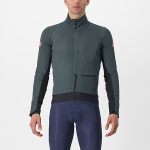 Green / Black Men Castelli ALPHA DOPPIO ROS Jackets | IFRLU-5396