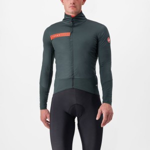 Green / Red Orange Men Castelli BETA RoS Jackets | CEFAB-0237