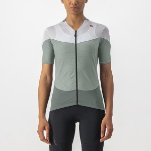 Green / White Women Castelli GRADIENT COLOR BLOCK Jersey | ASKOH-8763