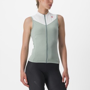 Green / White Women Castelli SOLARIS SLEEVELESS Jersey | TPUSF-0319