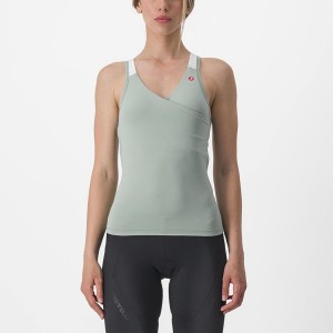 Green / White Women Castelli SOLARIS TOP Jersey | YRMGJ-4063