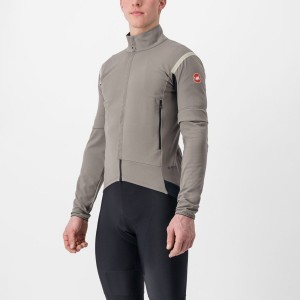 Grey / Khaki Grey Men Castelli PERFETTO RoS 2 CONVERTIBLE Jackets | YZWEP-1628