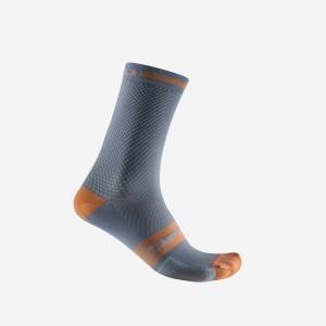 Light Grey Blue / Brown Men Castelli SUPERLEGGERA T 18 Socks | BQLXY-5368