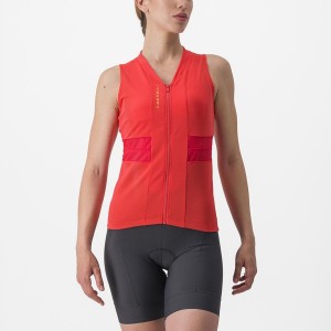 Orange Women Castelli ANIMA 4 SLEEVELESS Jersey | VYSDR-7035