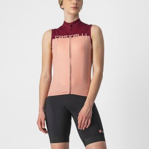 Pink / Burgundy Women Castelli VELOCISSIMA SLEEVELESS Jersey | GTFLN-4862