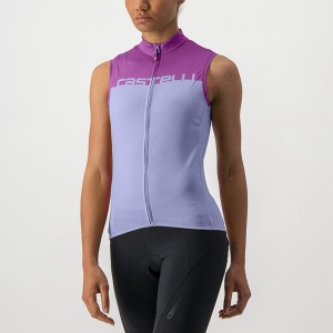 Purple White Women Castelli VELOCISSIMA SLEEVELESS Jersey | EWGTX-7518