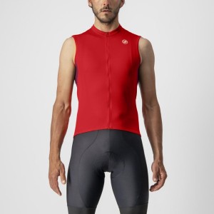 Red / Burgundy White Men Castelli ENTRATA VI SLEEVELESS Jersey | CKOWS-1275