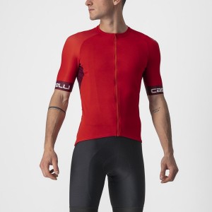 Red / Burgundy / White Men Castelli ENTRATA VI Jersey | XZGVW-9503