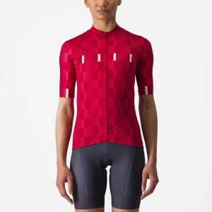 Red / White Women Castelli DIMENSIONE Jersey | BGPKR-3162