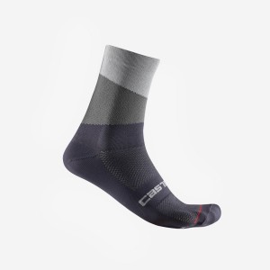 Silver Grey / Dark Grey Men Castelli ORIZZONTE 15 Socks | CKMFG-8531