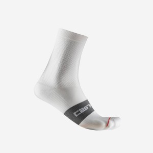 White Women Castelli ESPRESSO W 12 Socks | MTUYC-0284