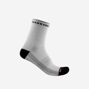 White / Black Women Castelli ROSSO CORSA W 11 Socks | IYFLE-1592