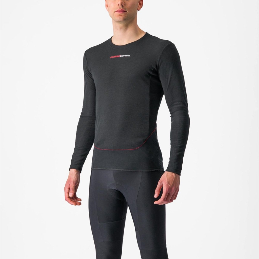 Black Men Castelli PROSECCO TECH LONG SLEEVE Base Layer | WXFUO-9250