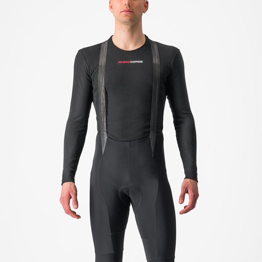 Black Men Castelli PROSECCO TECH LONG SLEEVE Base Layer | WXFUO-9250