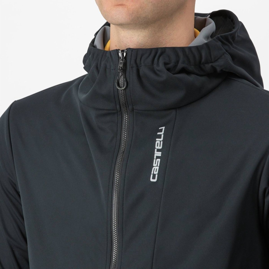 Black Men Castelli TRAIL HOODIE Jackets | SAZKW-4603