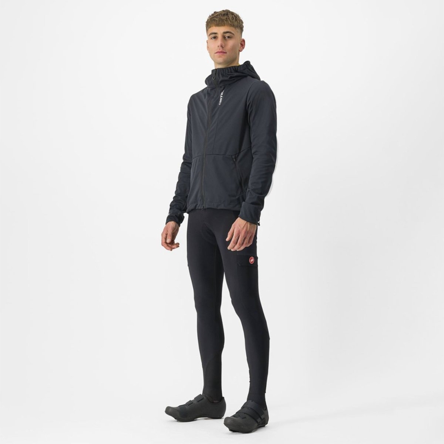 Black Men Castelli TRAIL HOODIE Jackets | SAZKW-4603