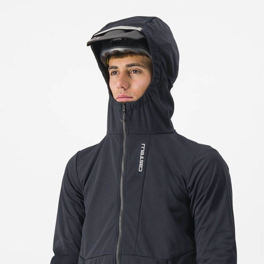 Black Men Castelli TRAIL HOODIE Jackets | SAZKW-4603