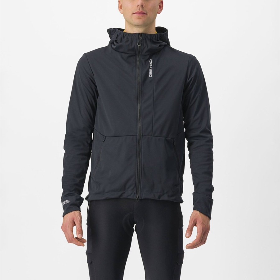 Black Men Castelli TRAIL HOODIE Jackets | SAZKW-4603