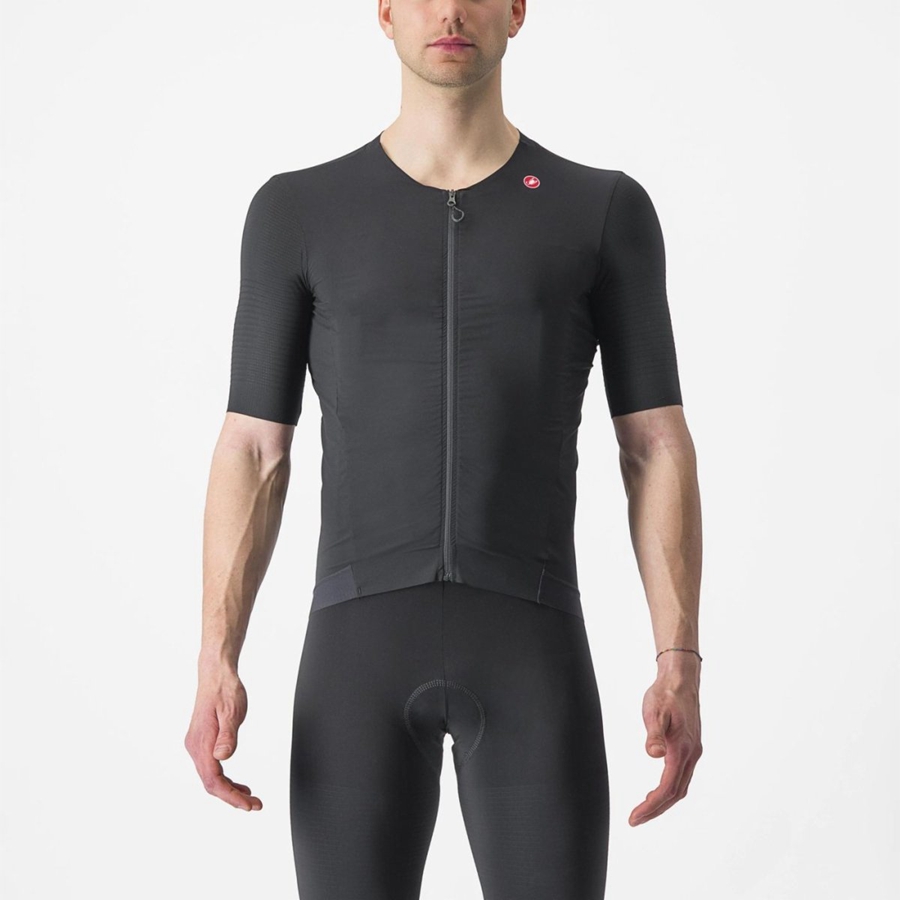 Black / Black Men Castelli PREMIO Jersey | ZLYEF-0481