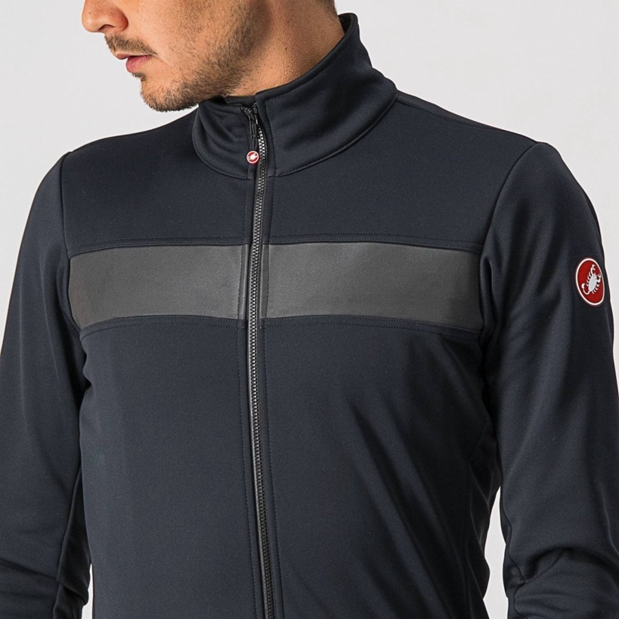 Black / Black Men Castelli RADDOPPIA 3 Jackets | OLGWE-6521