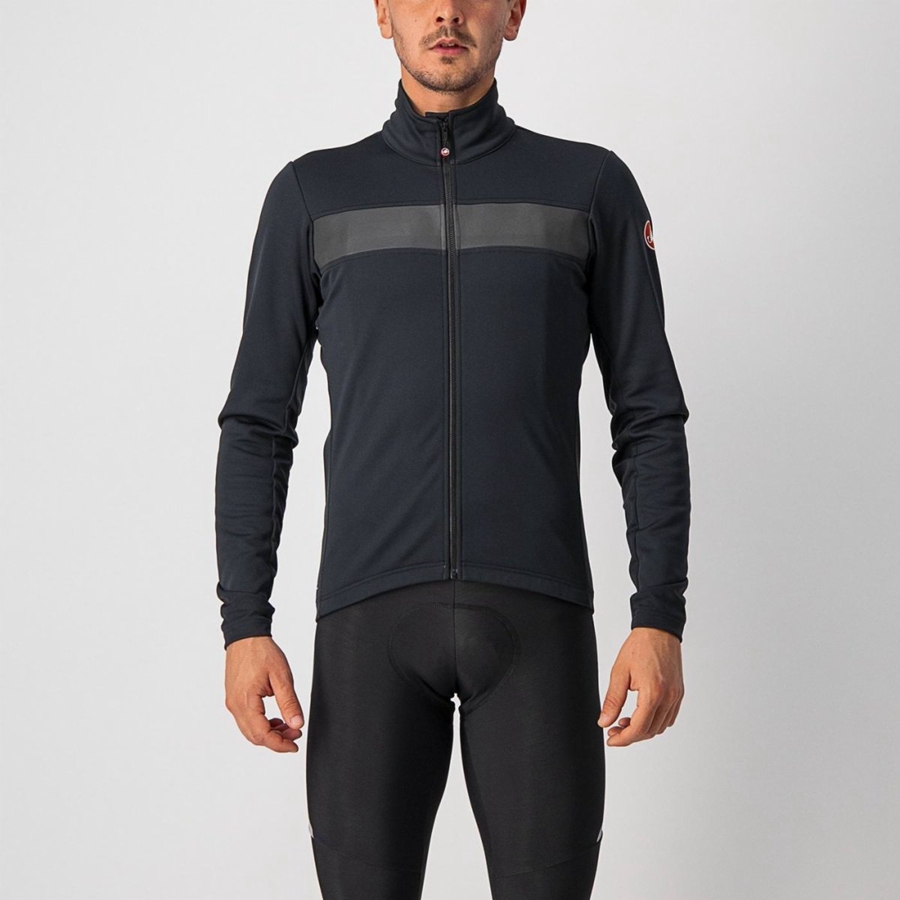 Black / Black Men Castelli RADDOPPIA 3 Jackets | OLGWE-6521