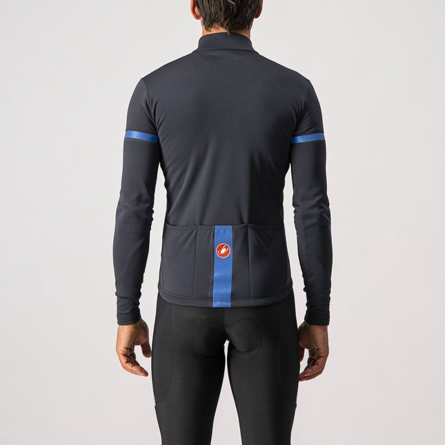 Black / Blue Men Castelli FONDO 2 FZ Jersey | NQERY-2541