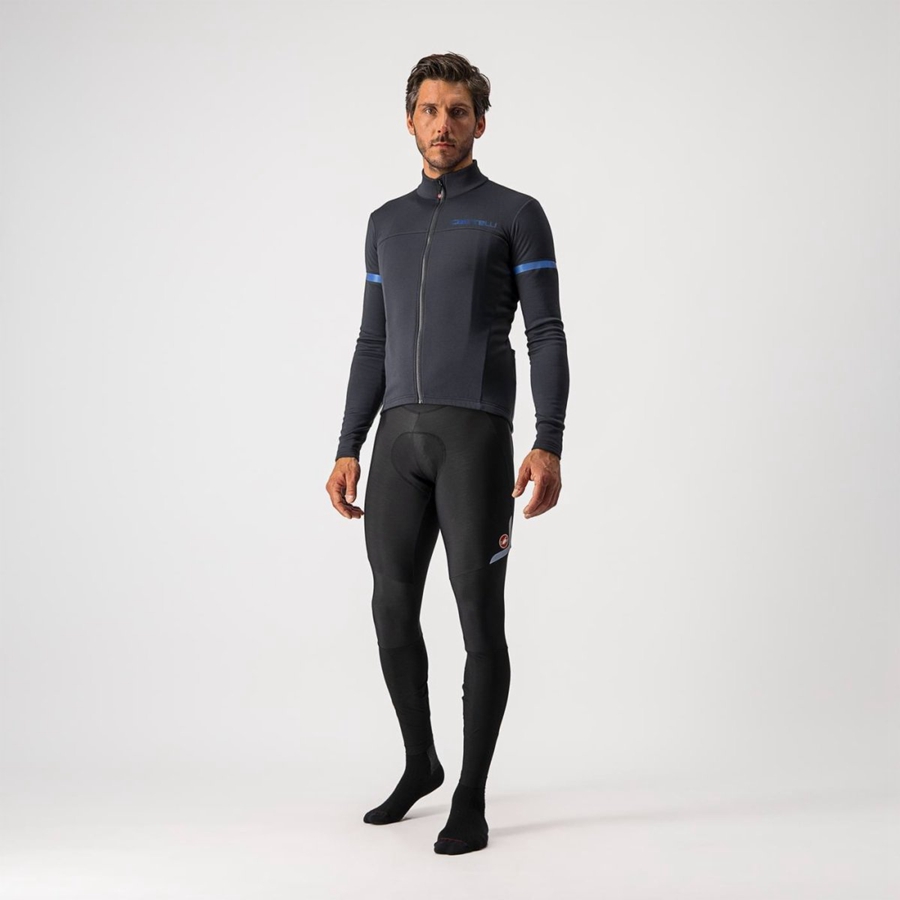 Black / Blue Men Castelli FONDO 2 FZ Jersey | NQERY-2541