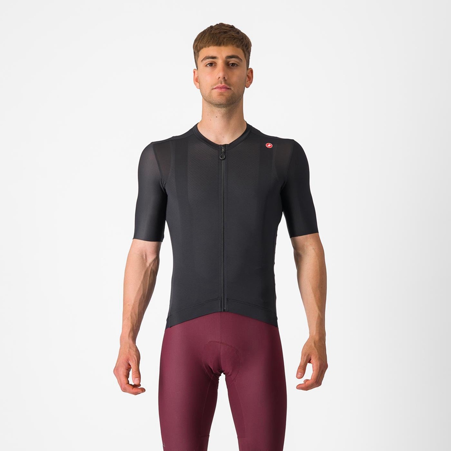 Black / Dark Grey Men Castelli ESPRESSO Jersey | WQDXB-8205