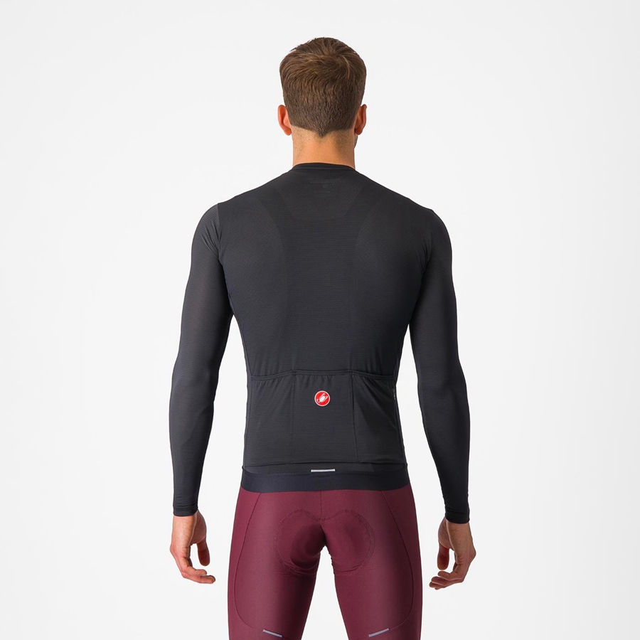 Black / Dark Grey Men Castelli ESPRESSO LS Jersey | MLZJR-0821