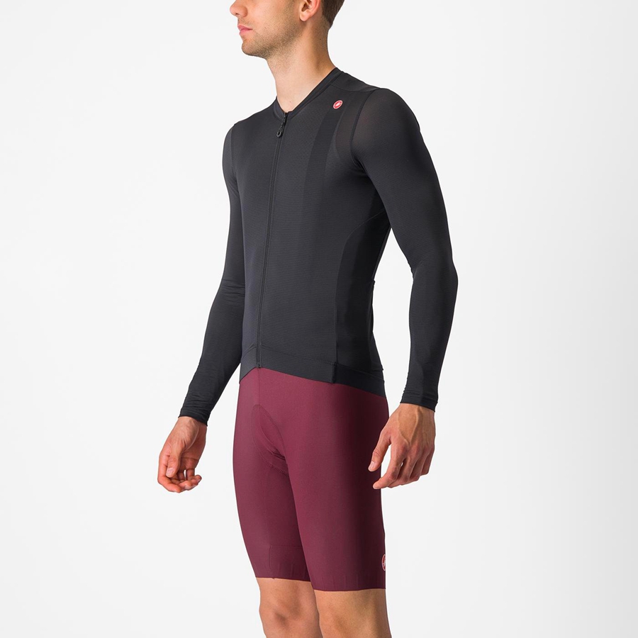 Black / Dark Grey Men Castelli ESPRESSO LS Jersey | MLZJR-0821