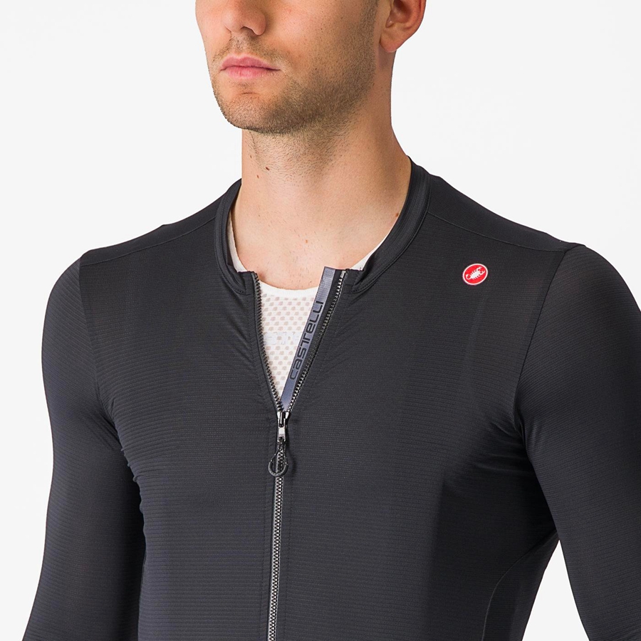 Black / Dark Grey Men Castelli ESPRESSO LS Jersey | MLZJR-0821