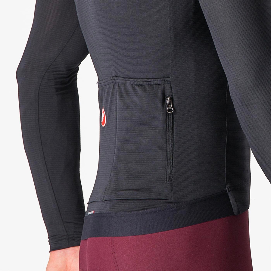 Black / Dark Grey Men Castelli ESPRESSO LS Jersey | MLZJR-0821