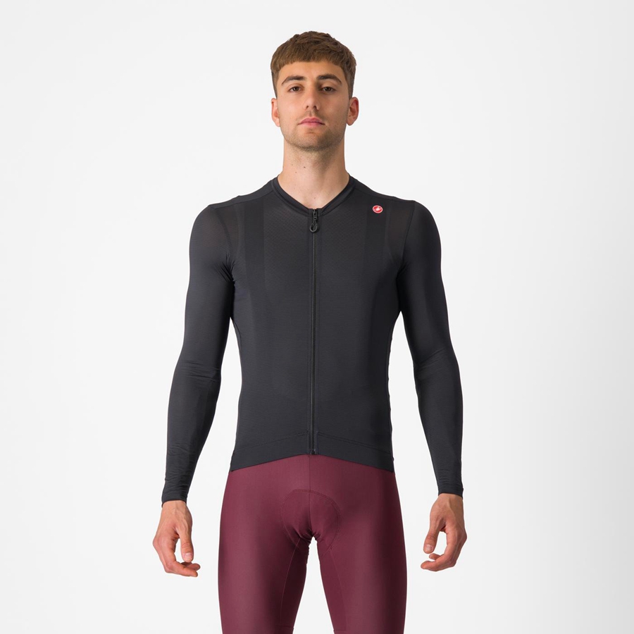 Black / Dark Grey Men Castelli ESPRESSO LS Jersey | MLZJR-0821