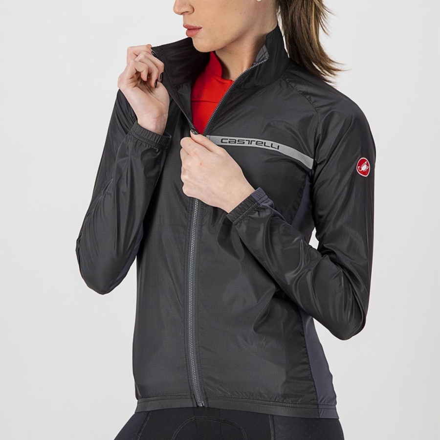 Black / Dark Grey Women Castelli SQUADRA STRETCH W Protection | YSENQ-3821