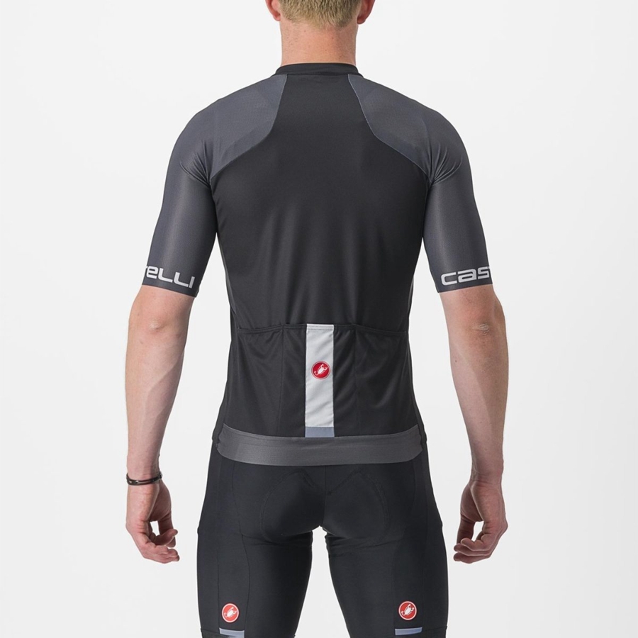 Black / Dark Grey / Silver Men Castelli ENTRATA VI Jersey | YTKJQ-6098