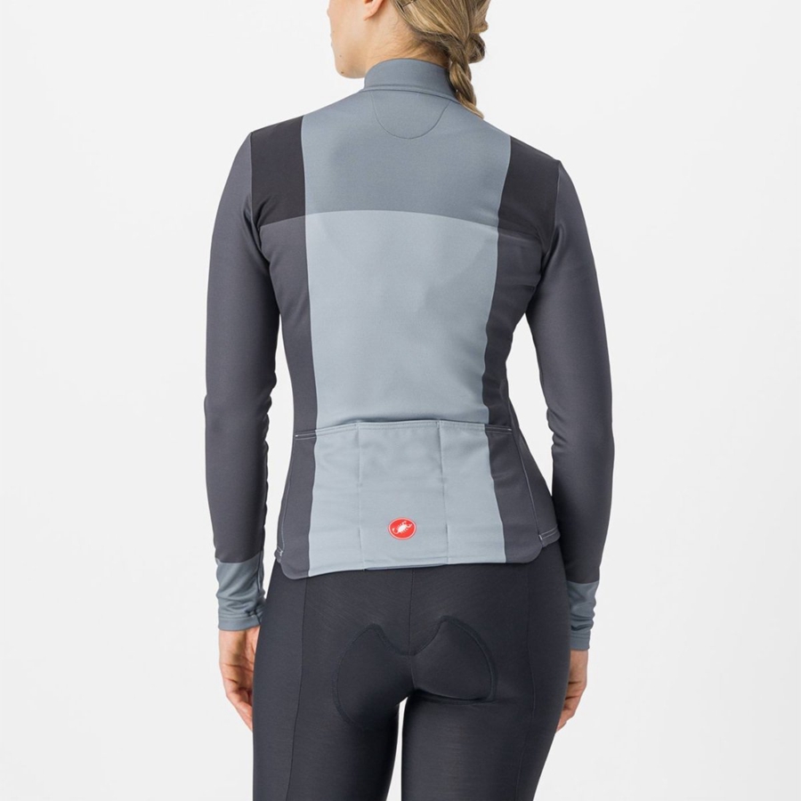 Black / Grey Women Castelli UNLIMITED W THERMAL Jersey | SCLNI-5208