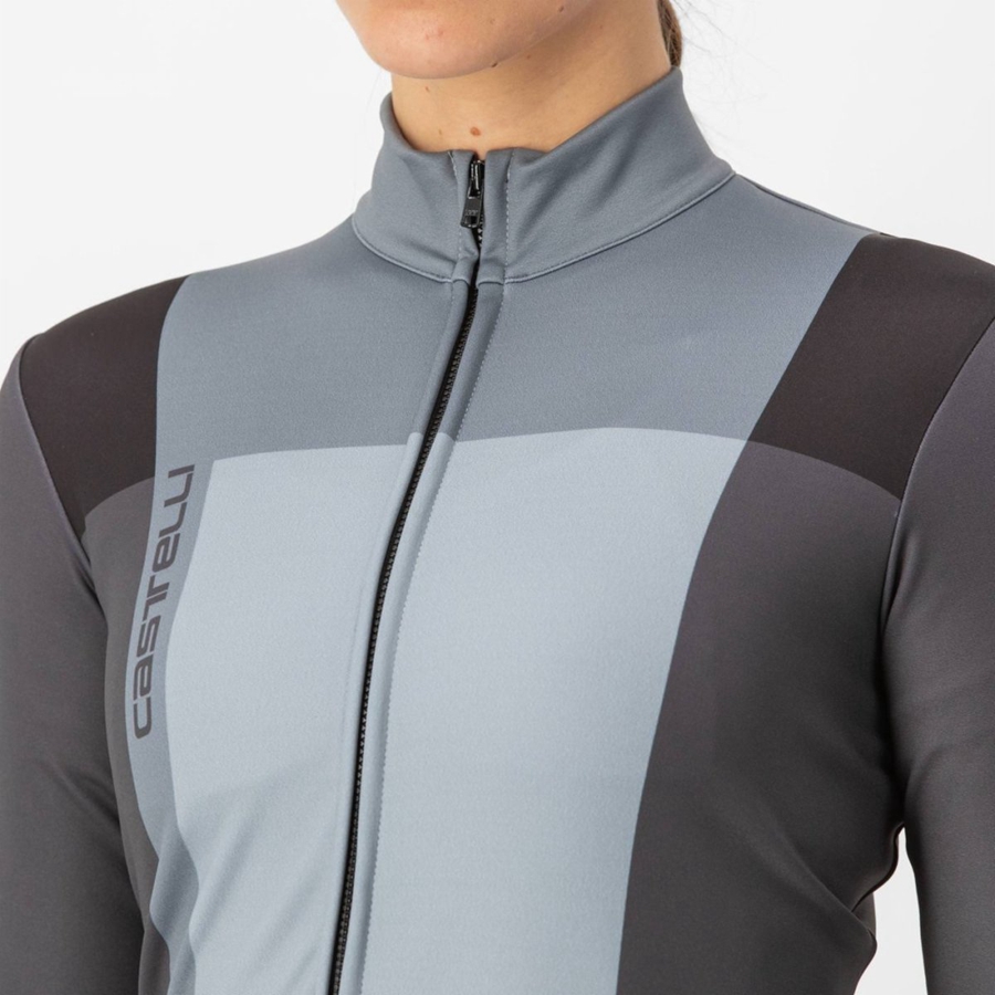 Black / Grey Women Castelli UNLIMITED W THERMAL Jersey | SCLNI-5208