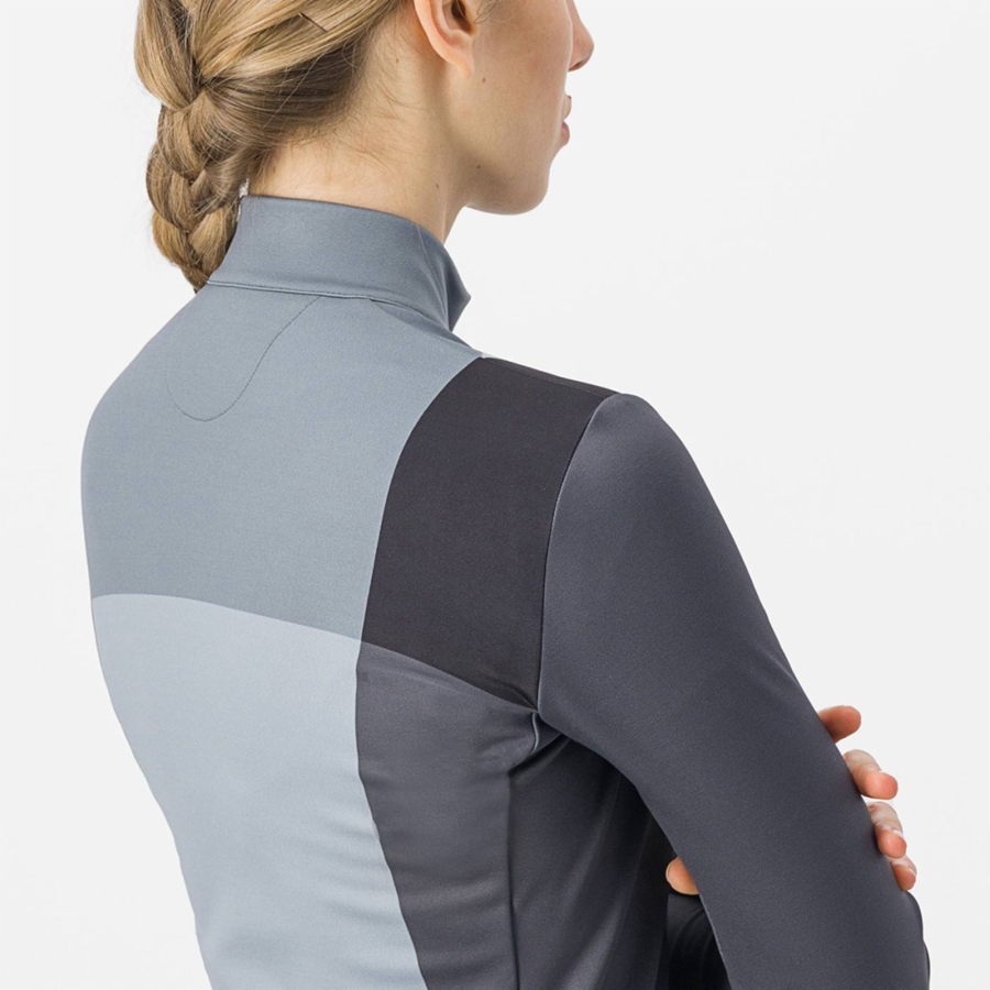 Black / Grey Women Castelli UNLIMITED W THERMAL Jersey | SCLNI-5208