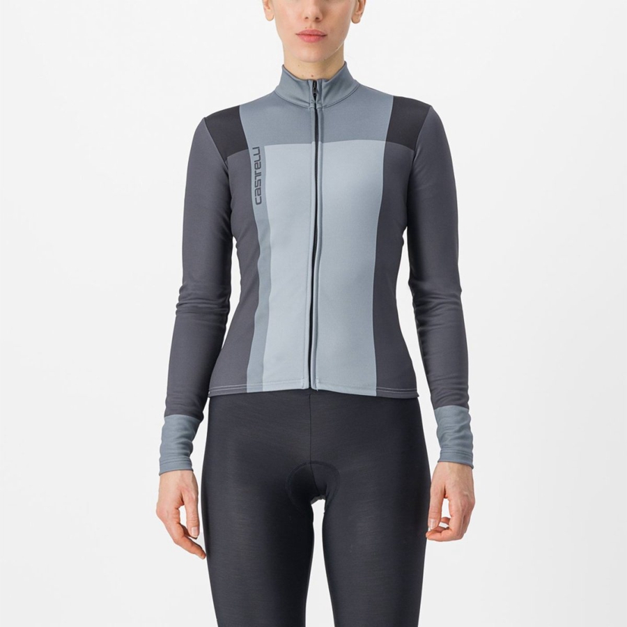 Black / Grey Women Castelli UNLIMITED W THERMAL Jersey | SCLNI-5208